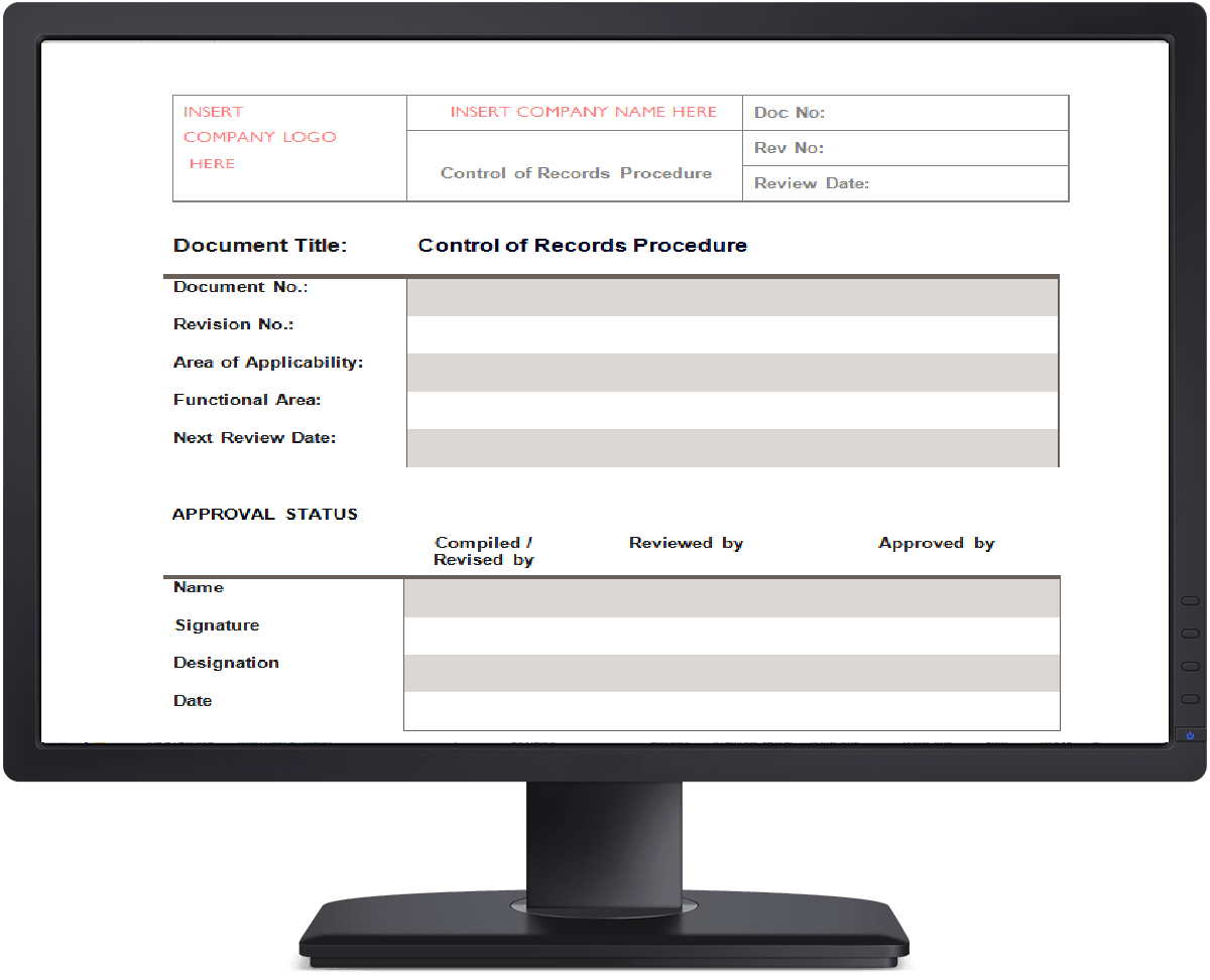 Instant Record Control Form Control of Records Procedure - DocMaster